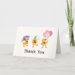 Zachte Whimsische Feest Kleine Eend Baby Shower Bedankkaart