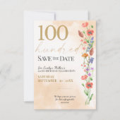 Zachte Wilde Bloem 100e Verjaardagsviering Save The Date (Voorkant)