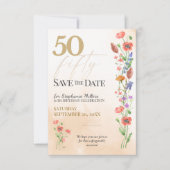 Zachte Wilde Bloem 50e Verjaardagsviering Save The Date (Voorkant)