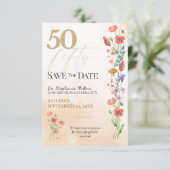 Zachte Wilde Bloem 50e Verjaardagsviering Save The Date (Staand voorkant)