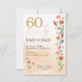 Zachte Wilde Bloem 60e Verjaardag - 60 Jaar Save The Date (Voorkant)