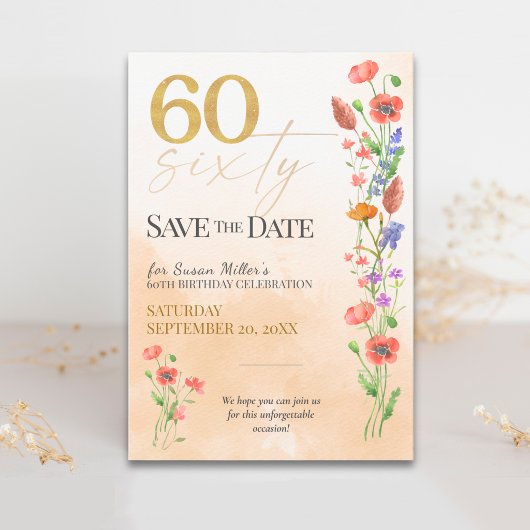 Zachte Wilde Bloem 60e Verjaardag - 60 Jaar Save The Date