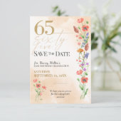 Zachte Wilde Bloem 65e Verjaardagsviering Save The Date (Staand voorkant)