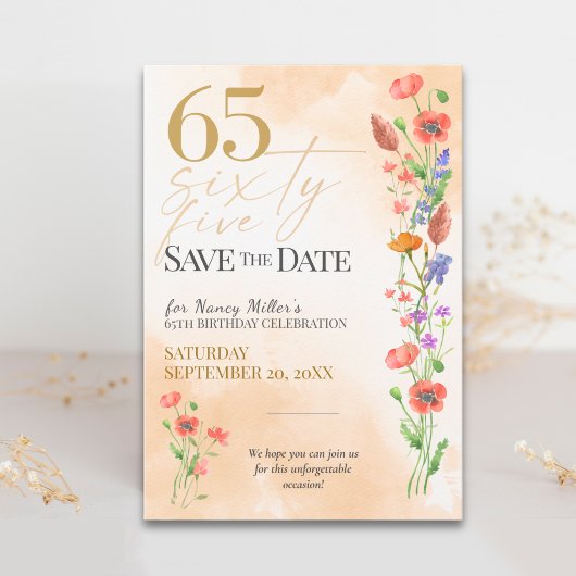 Zachte Wilde Bloem 65e Verjaardagsviering Save The Date