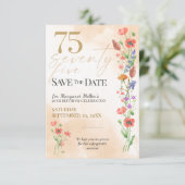 Zachte Wilde Bloem 75e Verjaardag voor Haar - 75 J Save The Date (Staand voorkant)
