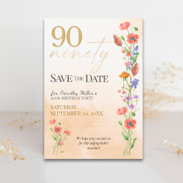 Zachte Wilde Bloem 90ste Verjaardag voor Haar - El Save The Date