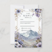 Zachte Wilde Bloemen Berg Bruiloft RSVP Kaartje (Voorkant)