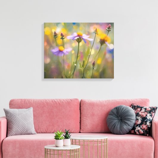 Zachte wilde bloemen canvas afdruk (Insitu (Woonkamer))