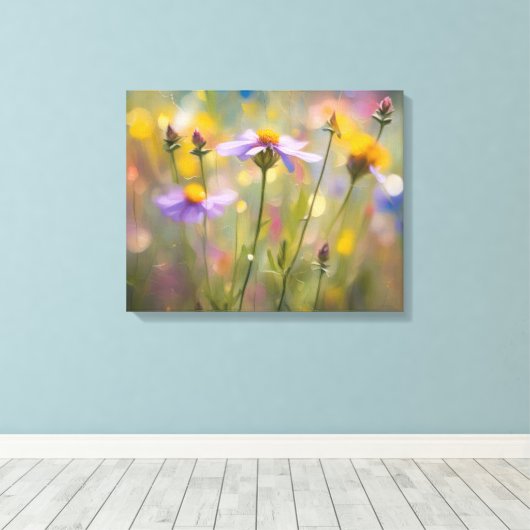 Zachte wilde bloemen canvas afdruk (Insitu (Houten vloer))
