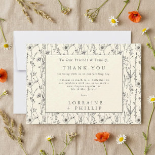Zachte wilde bloemen naadloos patroon bruiloft bedankkaart
