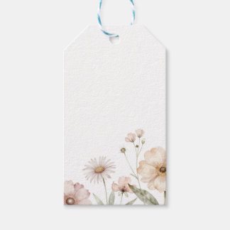 Zachte Wilde Bloemenrand Aquarel Achtergrond Cadeaulabel