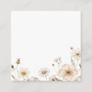 Zachte Wilde Bloemenrand Aquarel Achtergrond Informatiekaartje