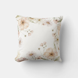 Zachte Wilde Bloemenrand Aquarel Achtergrond Kussen