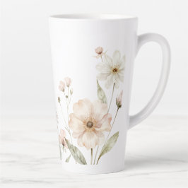 Zachte Wilde Bloemenrand Aquarel Achtergrond Latte Mok