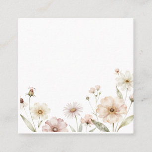 Zachte Wilde Bloemenrand Aquarel Achtergrond Vierkante Visitekaartje