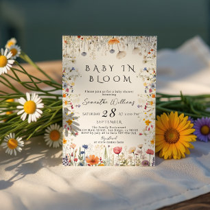 Zachte Wilde Bloementuin Baby in Bloei Baby Shower Kaart