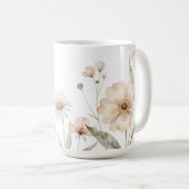 Zachte Wilde Bloemgrens Waterkleur Achtergrond Koffiemok (Voorkant rechts)