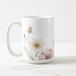 Zachte Wilde Bloemgrens Waterkleur Achtergrond Koffiemok