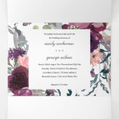 ZACHTE WILDE PAARSE SERING FLORALE WATERCOLOR TROU DRIELUIK UITNODIGING (Binnenkant midden)