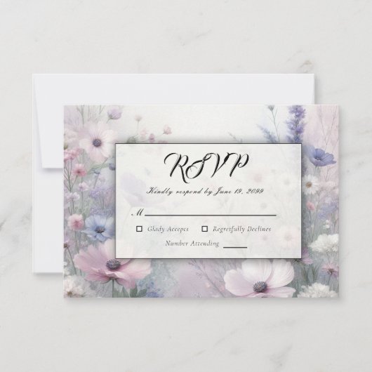 Zachte Wildflower Meadow Daydreams RSVP Kaartje (Voorkant)