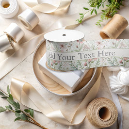 Zachte Wildflower Print | Blush & Jade Waterverf Satijnen Lint