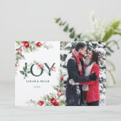Zachte Winter Berry JOY kerstkaart Kaart (Staand voorkant)