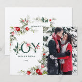 Zachte Winter Berry JOY kerstkaart Kaart (Voorkant / Achterkant)