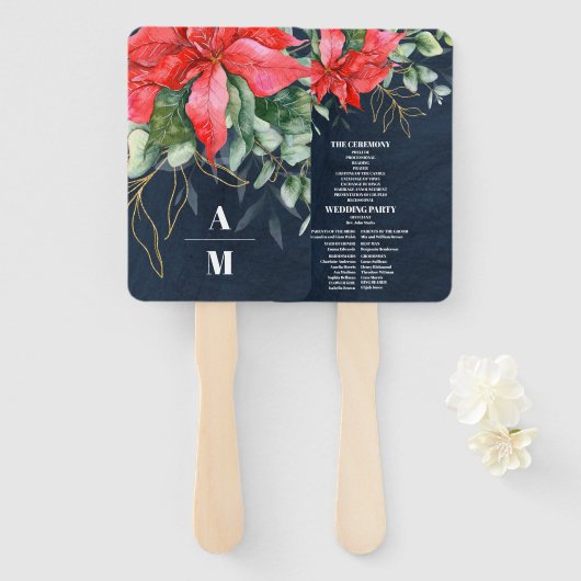 Zachte Winter Berry-kerstbruiloft Handwaaier (Voorkant en achterkant)