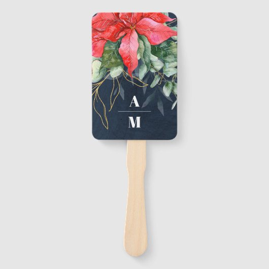 Zachte Winter Berry-kerstbruiloft Handwaaier (Voorkant)