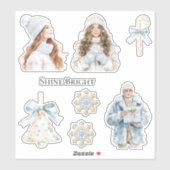 Zachte Winter Blauwe Kerst Sticker (Vel)