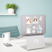 Zachte Winter Blauwe Kerst Sticker (Laptop op bureau)