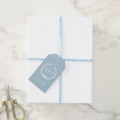 Zachte Winter Blauwe Monogram Eerste Letters Cadeaulabel (Met Touw)