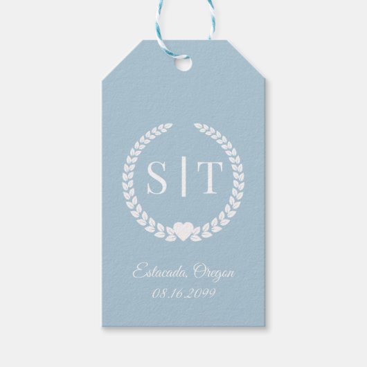 Zachte Winter Blauwe Monogram Eerste Letters Cadeaulabel (Voorkant)