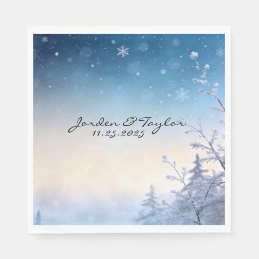 Zachte Winter Droom Bruiloft Servetten (Voorkant)