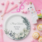 Zachte winter groen gepersonaliseerde Kerstmis Papieren Bordje (Feest)