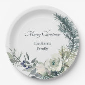 Zachte winter groen gepersonaliseerde Kerstmis Papieren Bordje (Voorkant)
