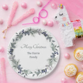 Zachte winter groen krans gepersonaliseerde kerst papieren bordje (Feest)