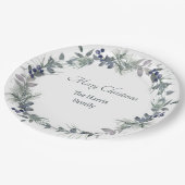 Zachte winter groen krans gepersonaliseerde kerst papieren bordje (Gekanteld)