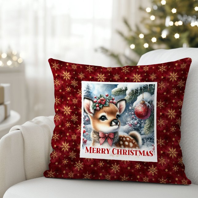 Zachte Winter Herten Knusse Bos Cadeau kinderkamer Kussen (Soft Winter Deer Cozy Forest Gift kids room decor)