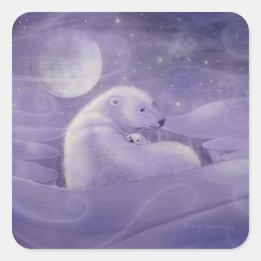 Zachte Winter IJsbeer en Welp Stickers (Voorkant)