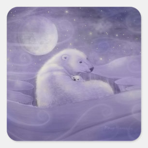 Zachte Winter IJsbeer en Welp Stickers