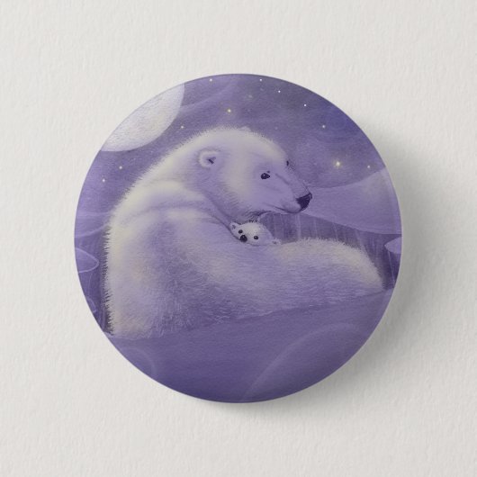 Zachte Winter Polar Beer en Cub Pinback Button (Voorkant)