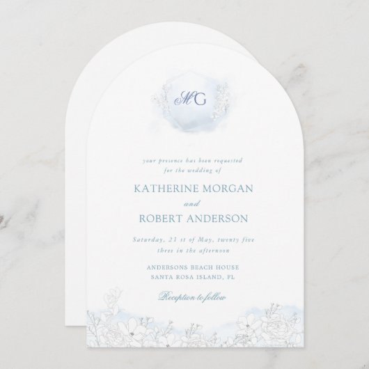 Zachte Winter Touch Floral Elegant Huwelijk Kaart (Voorkant / Achterkant)