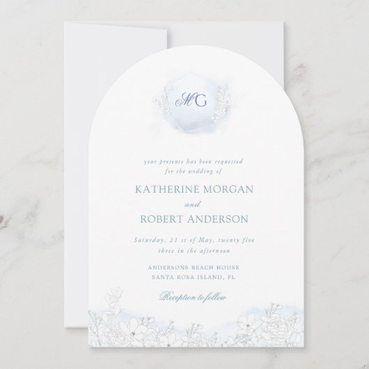 Zachte Winter Touch Floral Elegant Huwelijk Kaart (Voorkant)