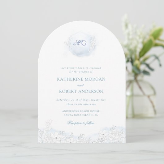 Zachte Winter Touch Floral Elegant Huwelijk Kaart (Staand voorkant)