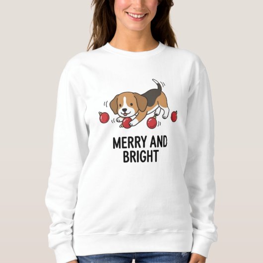 Zachte Winter Warme Beagle Hond Merry Bright Desig Trui (Voorkant)