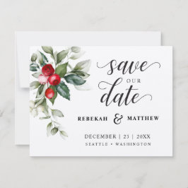 Zachte Winterbes Kerstmis Bruiloft Save The Date