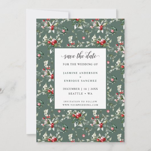 Zachte Winterkerst | De foto bewaart de Datum Save The Date (Achterkant)