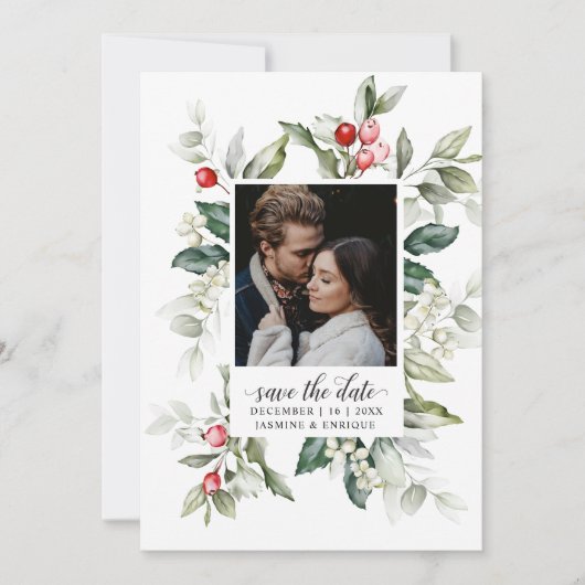 Zachte Winterkerst | De foto bewaart de Datum Save The Date (Voorkant)