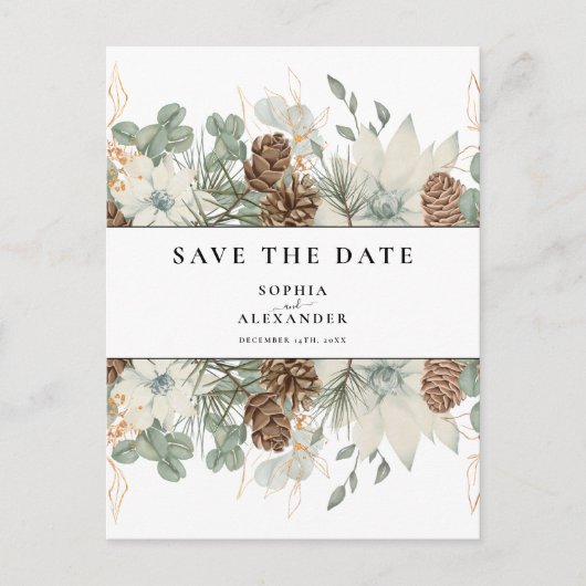 Zachte winterse waterverf bewaar de datum briefkaart (Voorkant)